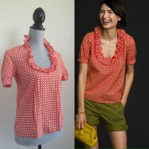 J.CREW TANGIERS PRINT PHOEBE BLOUSE Women's Short Sleeve Top Orange 89499 Size 2
